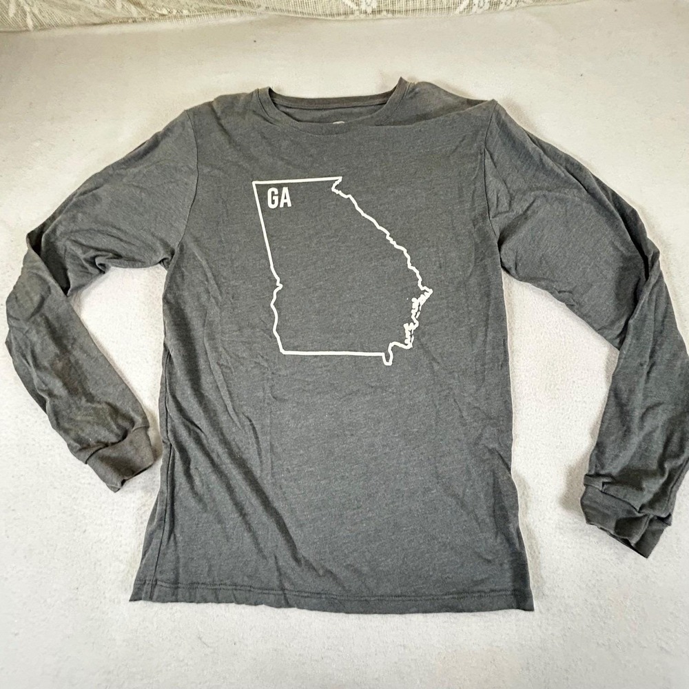 Home Free T-Shirt Women Small Gray Georgia State Outline Graphic‎ Tee